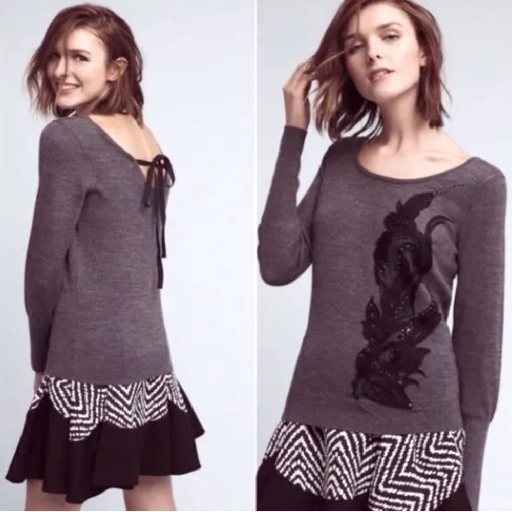 Anthropologie Angel of the North Torie Tie Back Sweater - XS